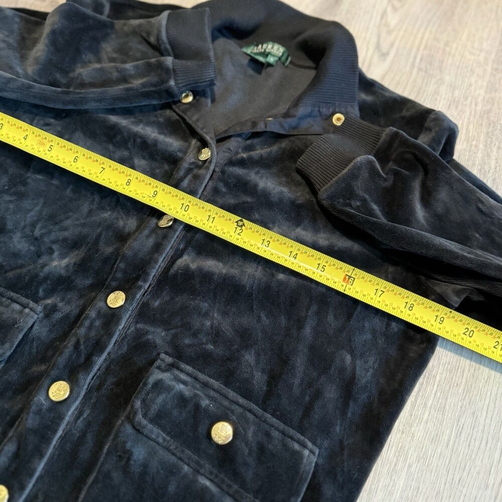 Lauren Ralph Lauren Vintage Black Velvet Jacket Gold Snap Buttons Size Medium - Picture 7 of 7